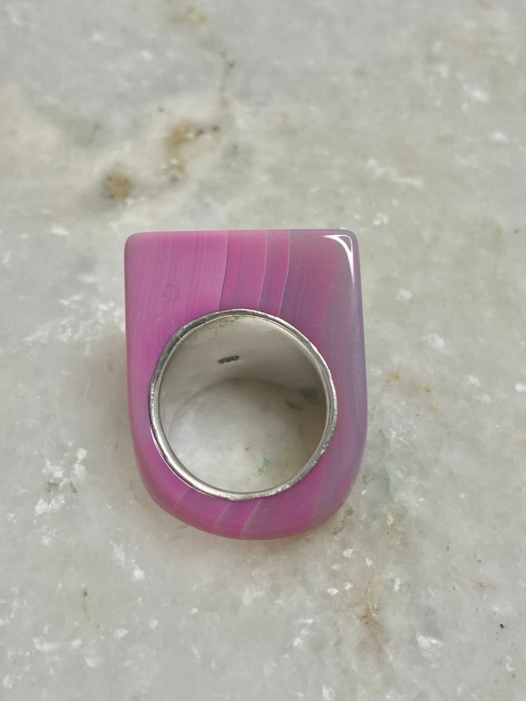 Agate chunky Ring- Pink-Grey Variation