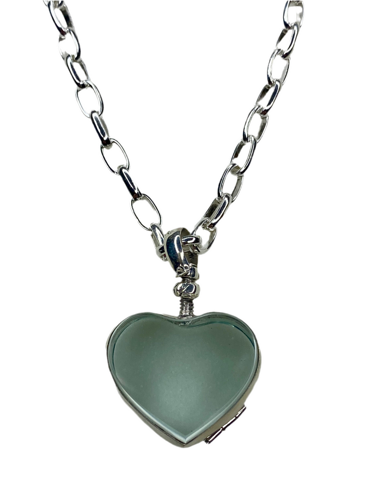 Glass heart locket