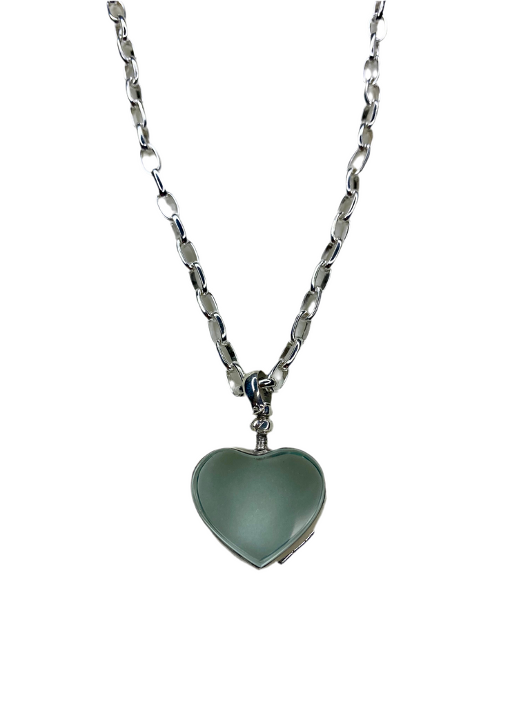 Glass heart locket