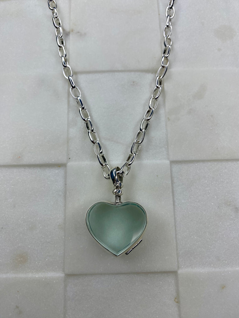 Glass heart locket