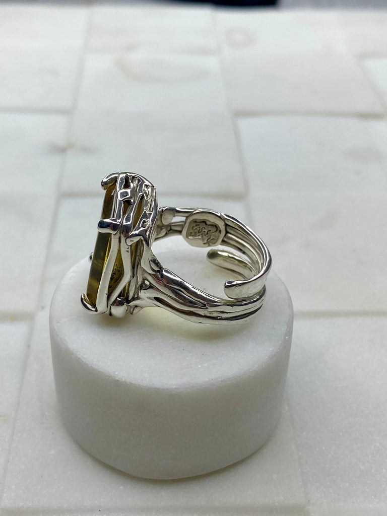 Rectangular Amber Ring-Large