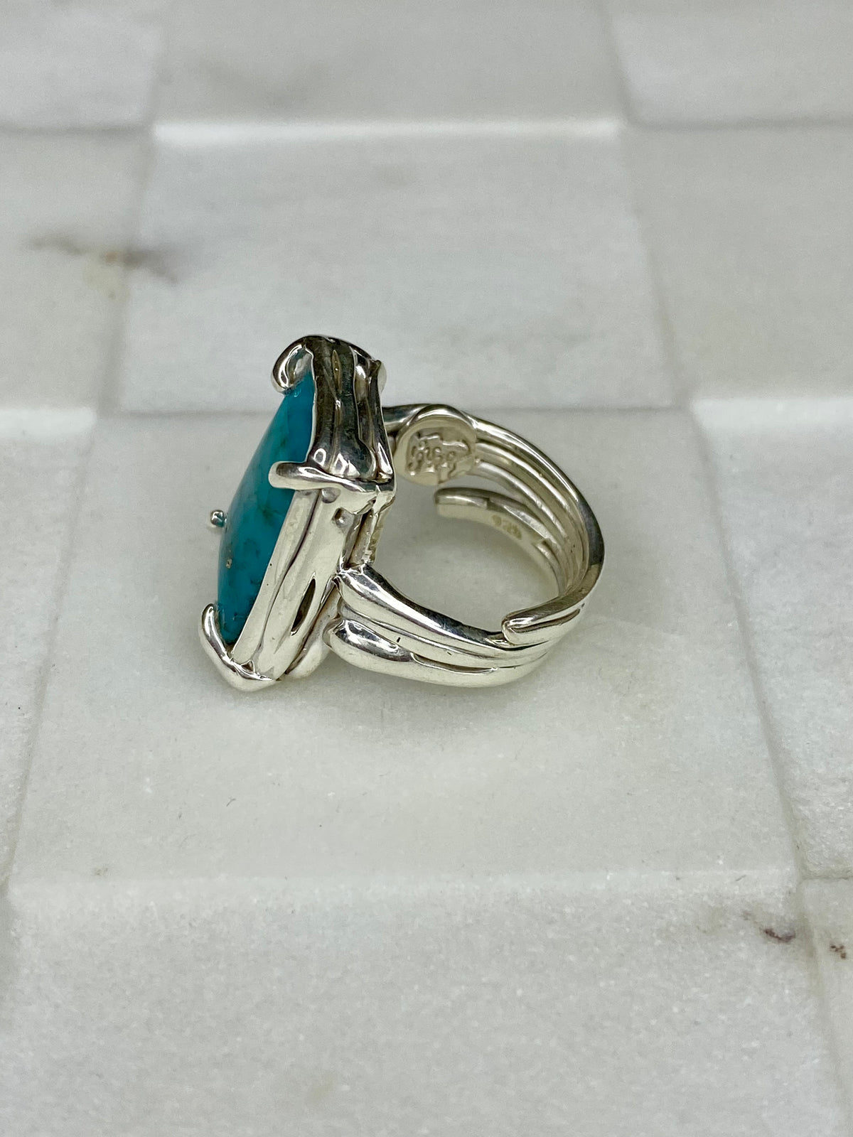 • RECTANGLE • Turquoise + Silver Ring main image 1