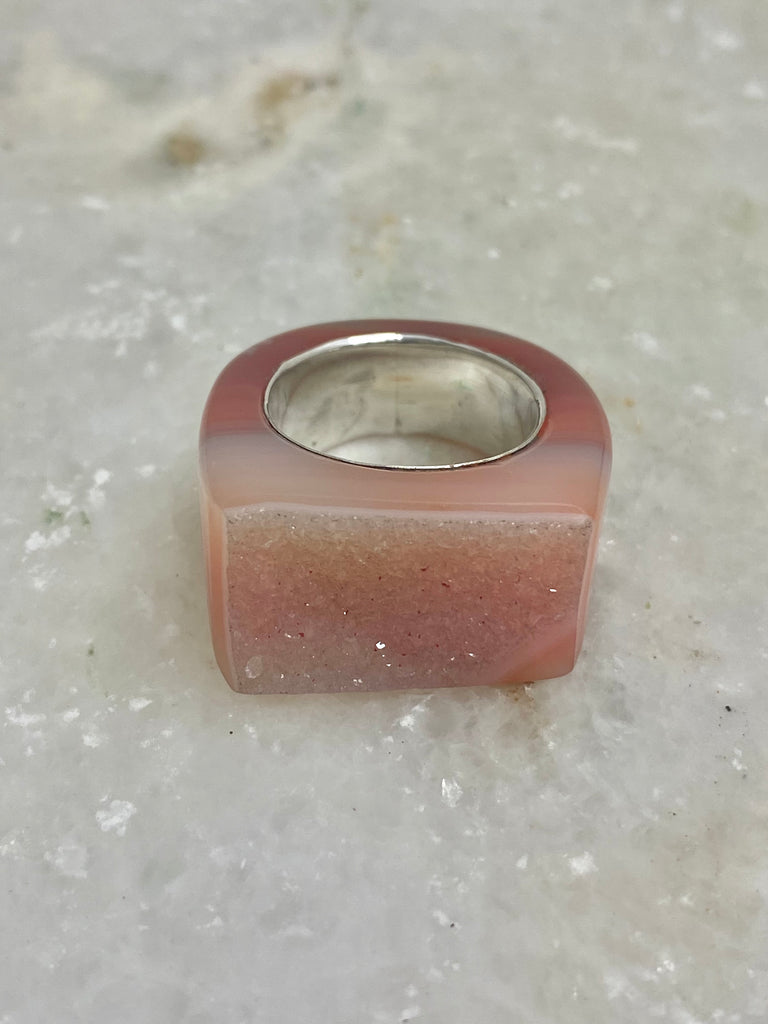 Agate chunky Ring- Rose' Variation