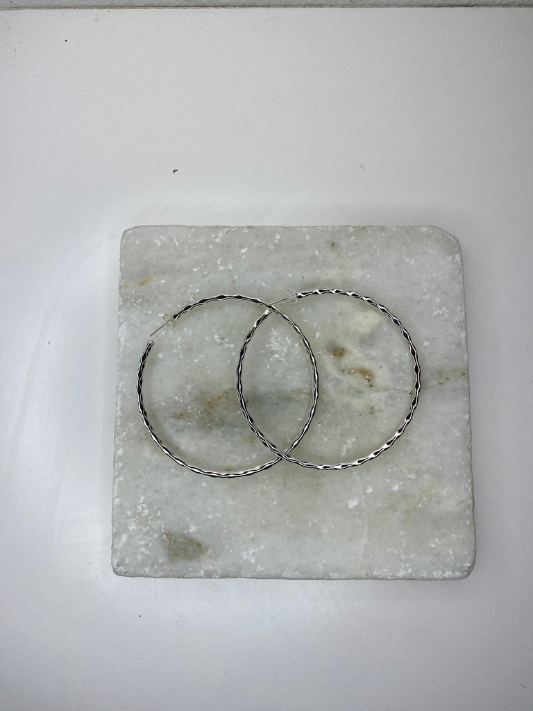 Hammered Pinched  Large Hoops